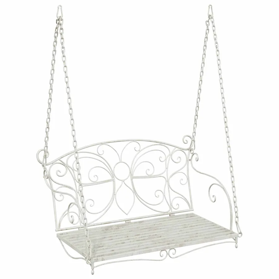 Banc Balançoire Acier 105,5 x 61 x 56 cm Blanc antique - 2