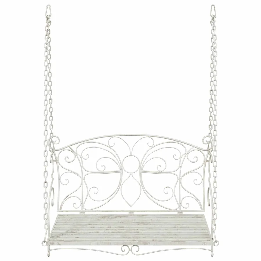 Banc Balançoire Acier 105,5 x 61 x 56 cm Blanc antique - 3