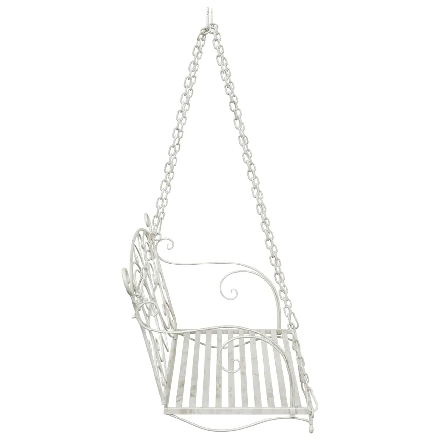 Banc Balançoire Acier 105,5 x 61 x 56 cm Blanc antique - 4