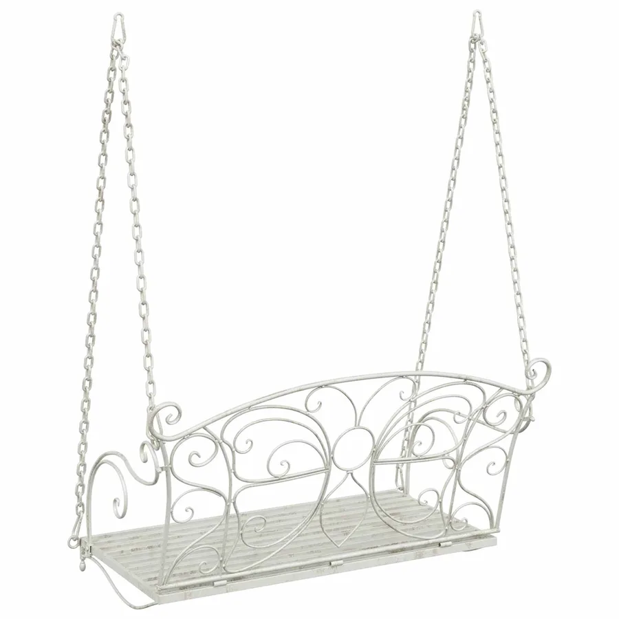 Banc Balançoire Acier 105,5 x 61 x 56 cm Blanc antique - 5