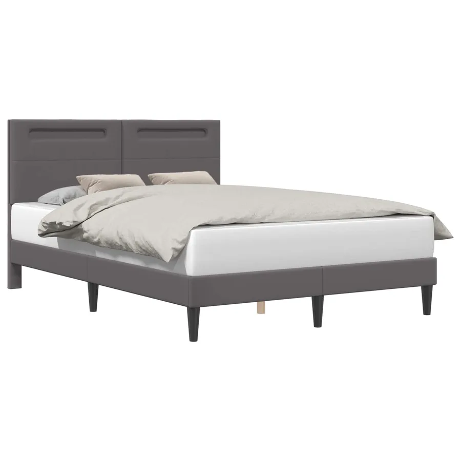 Cadre de lit avec bandes LED Gris 140 x 190 cm Simili cuir - 3