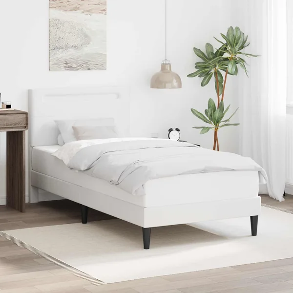 Cadre de lit avec bandes LED Blanc 100 x 200 cm Simili cuir