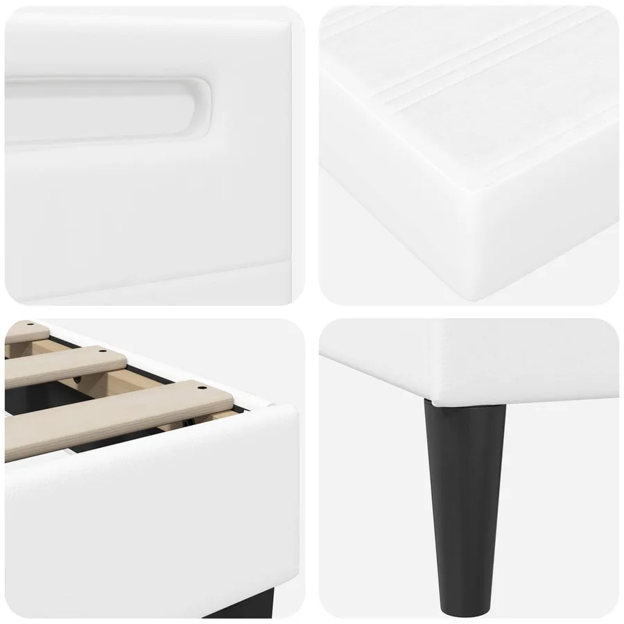 Cadre de lit avec bandes LED Blanc 100 x 200 cm Simili cuir - 11