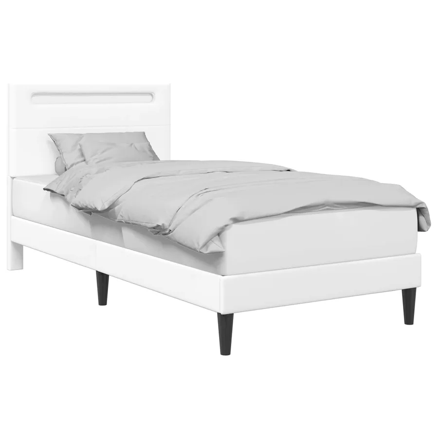 Cadre de lit avec bandes LED Blanc 100 x 200 cm Simili cuir - 3