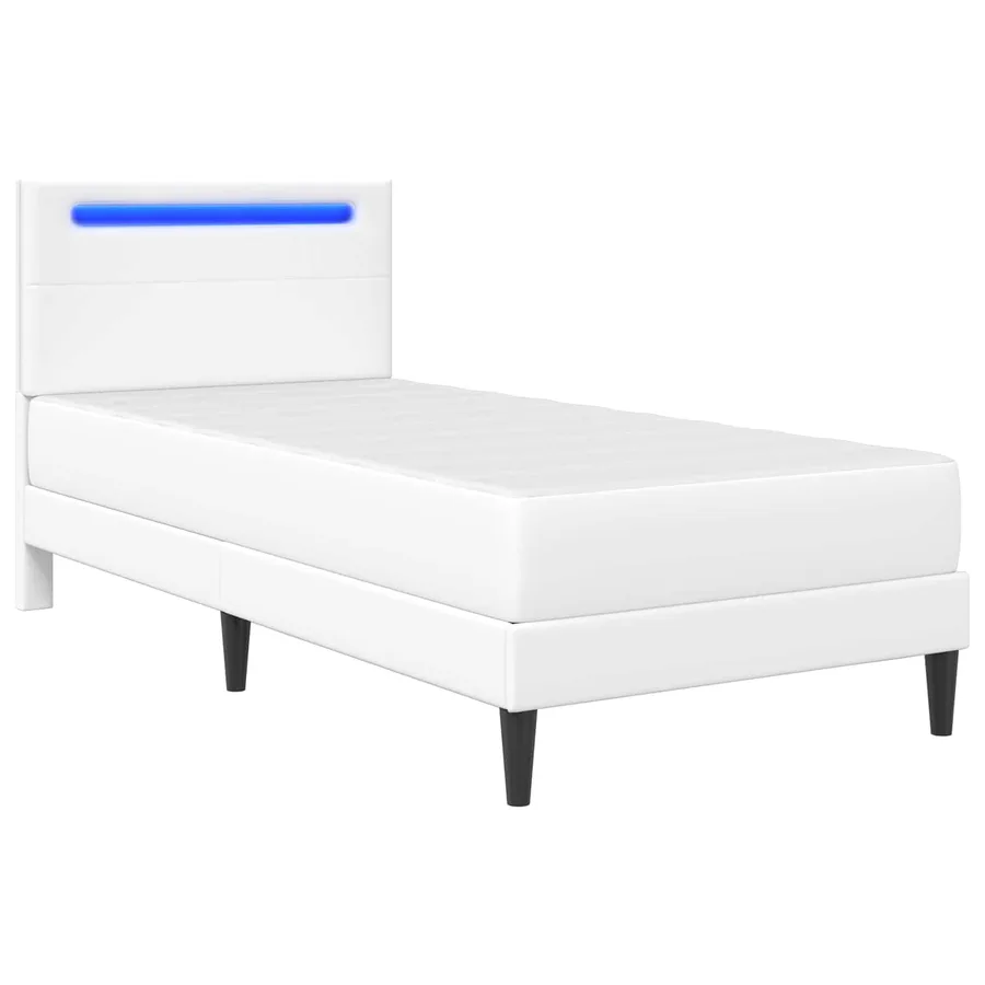 Cadre de lit avec bandes LED Blanc 100 x 200 cm Simili cuir - 5