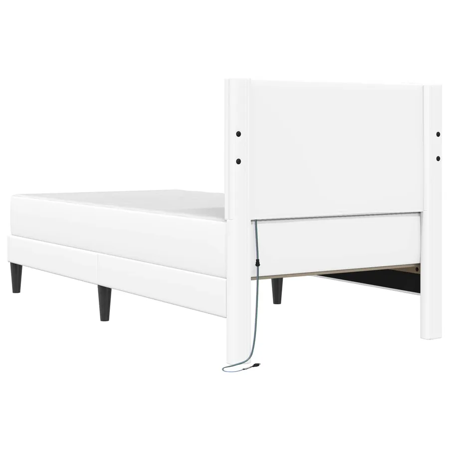 Cadre de lit avec bandes LED Blanc 100 x 200 cm Simili cuir - 8