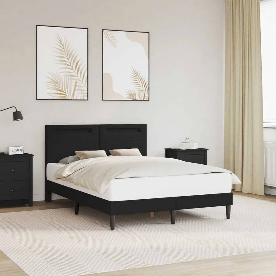 Cadre de lit avec bandes LED Noir 120 x 190 cm Simili cuir