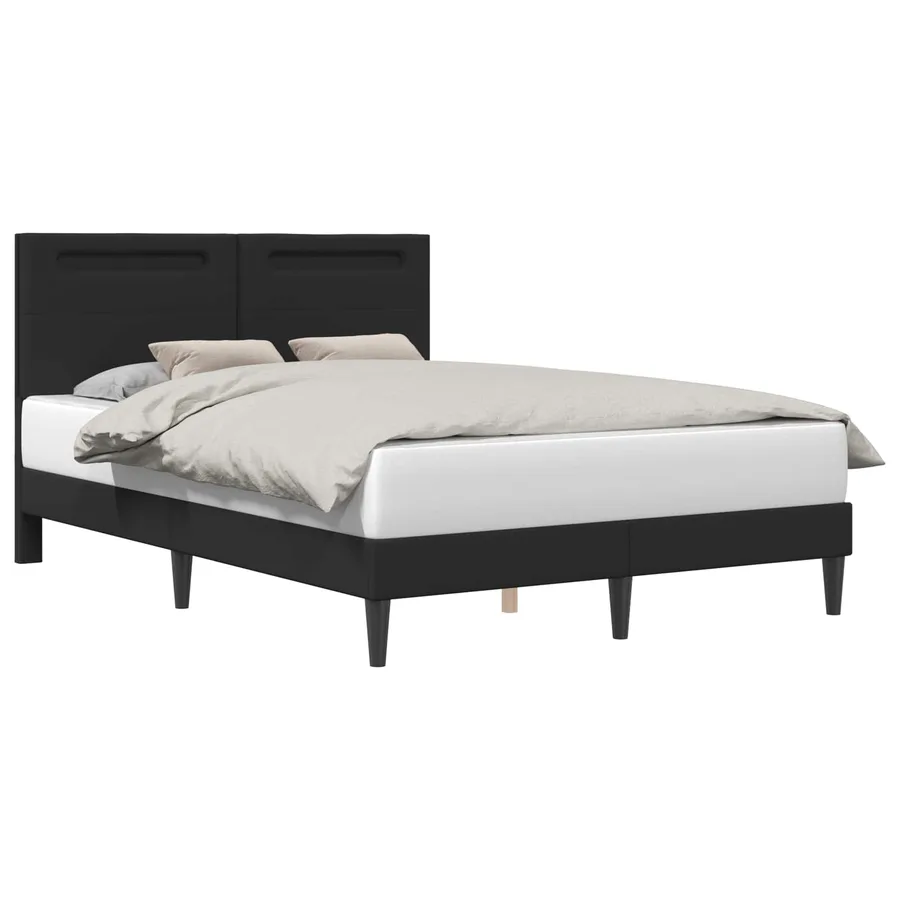 Cadre de lit avec bandes LED Noir 120 x 190 cm Simili cuir - 3