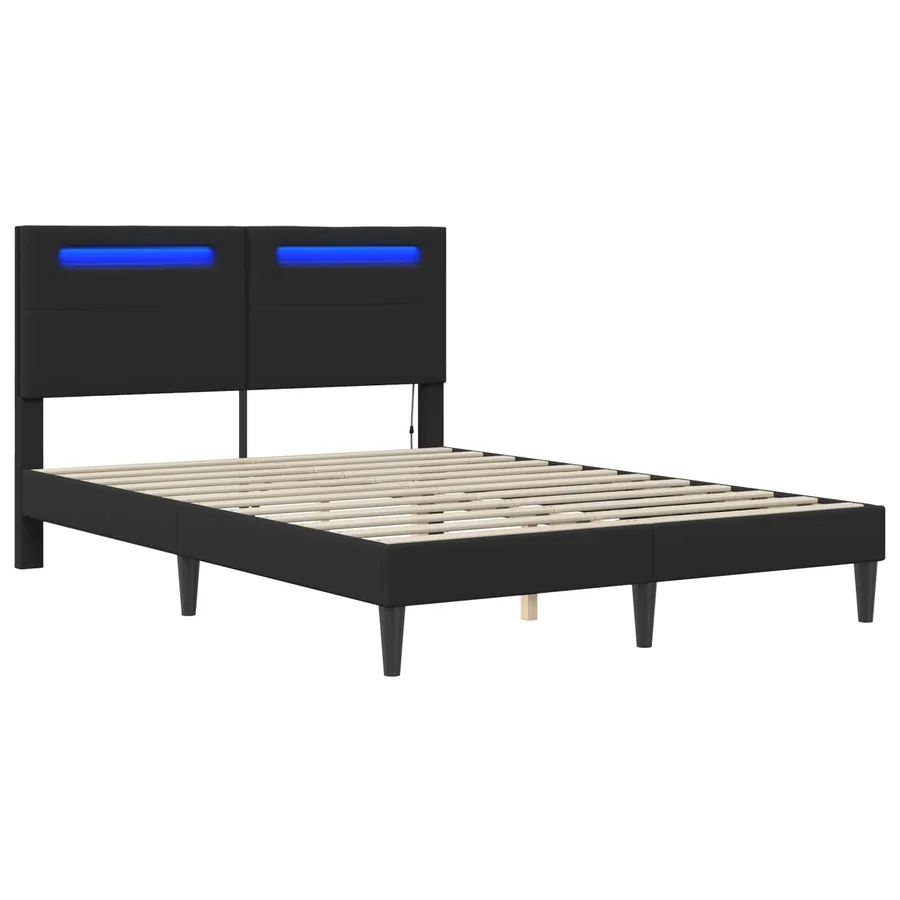 Cadre de lit avec bandes LED Noir 120 x 190 cm Simili cuir - 5