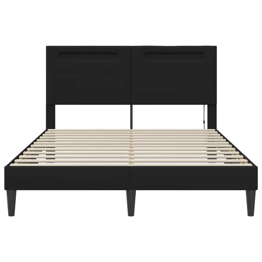 Cadre de lit avec bandes LED Noir 120 x 190 cm Simili cuir - 6