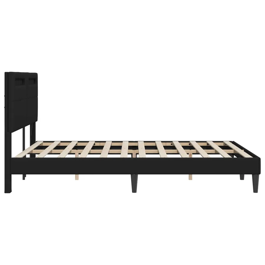 Cadre de lit avec bandes LED Noir 120 x 190 cm Simili cuir - 7