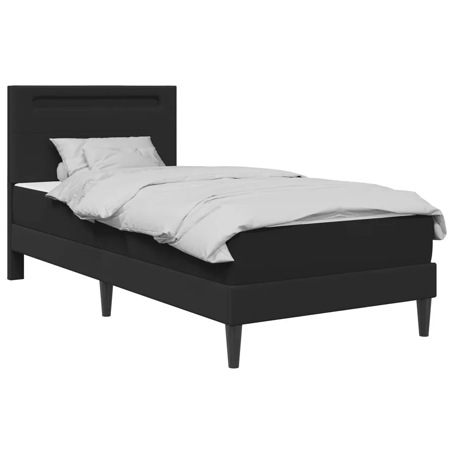 Cadre de lit avec bandes LED Noir 90 x 200 cm Simili cuir - 3