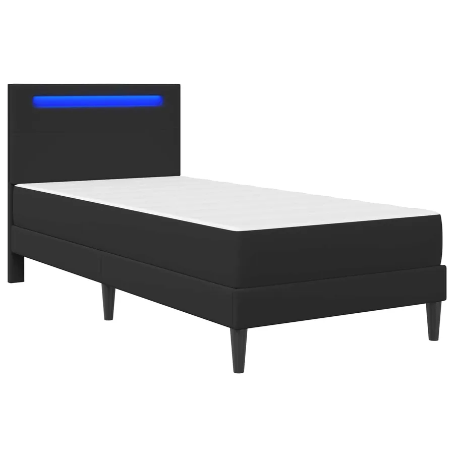 Cadre de lit avec bandes LED Noir 90 x 200 cm Simili cuir - 5