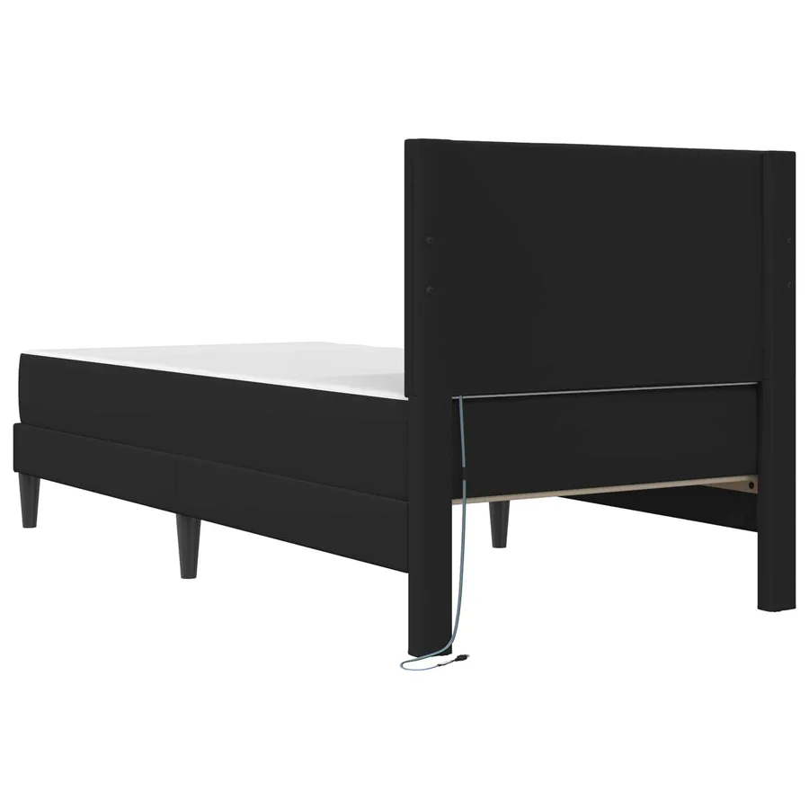 Cadre de lit avec bandes LED Noir 90 x 200 cm Simili cuir - 8