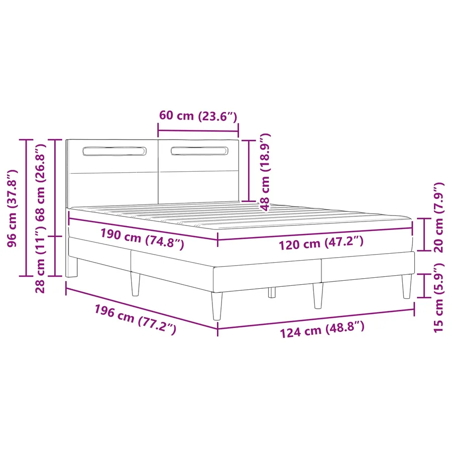 Cadre de lit avec bandes LED avec tête de lit 2 pcs Simili cuir - 15