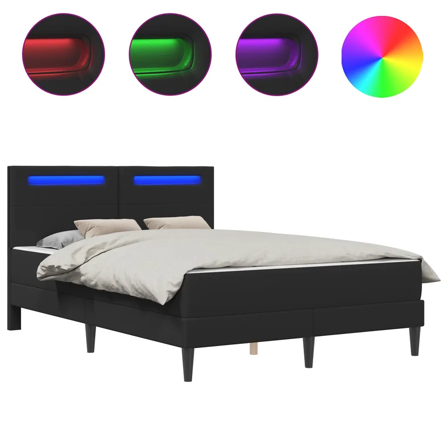 Cadre de lit avec bandes LED avec tête de lit 2 pcs Simili cuir - 2