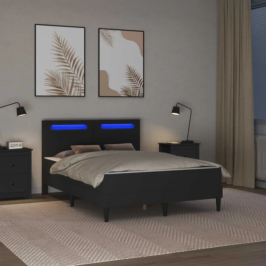 Cadre de lit avec bandes LED avec tête de lit 2 pcs Simili cuir - 4