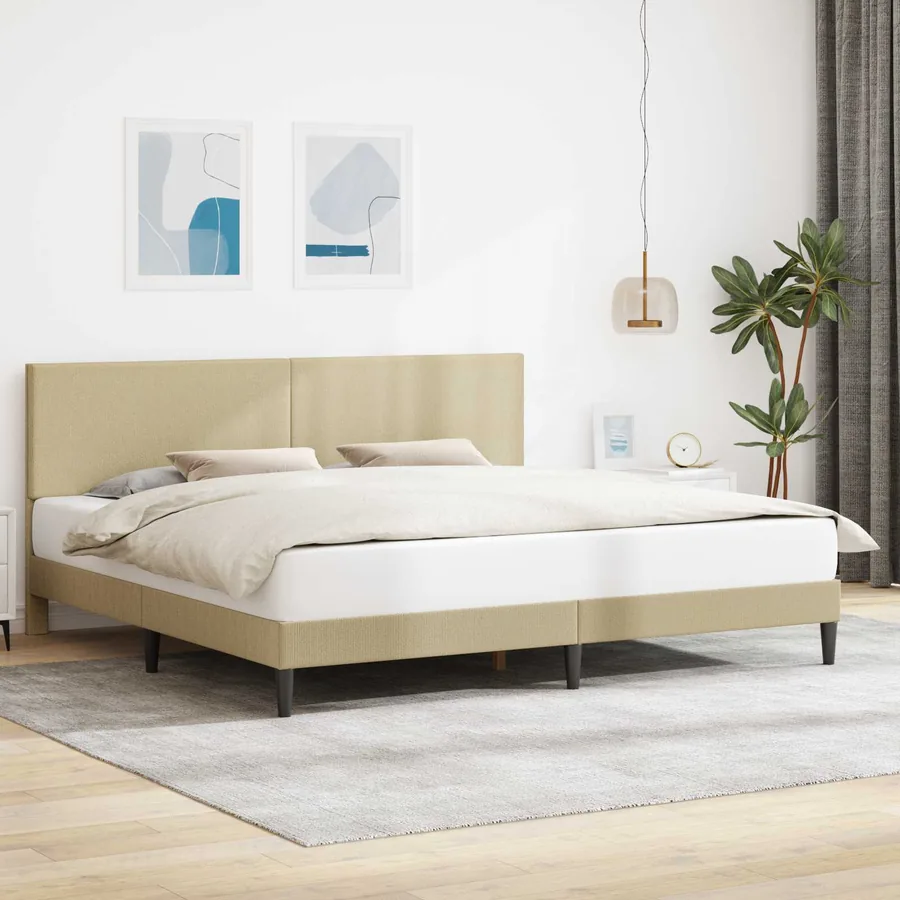 Cadre de lit avec tête de lit Gris Vert Clair 200 x 200 cm