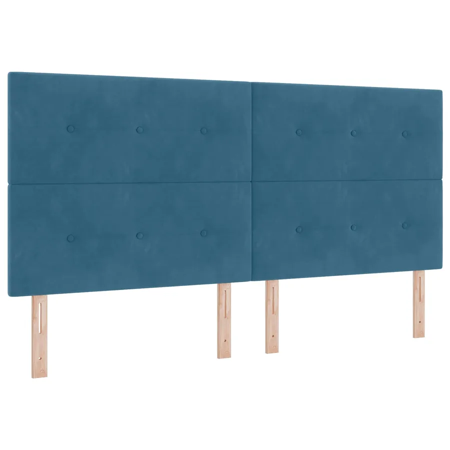 Lit boxspring LED avec matelas Bleu 200 x 200 cm Velours - 3