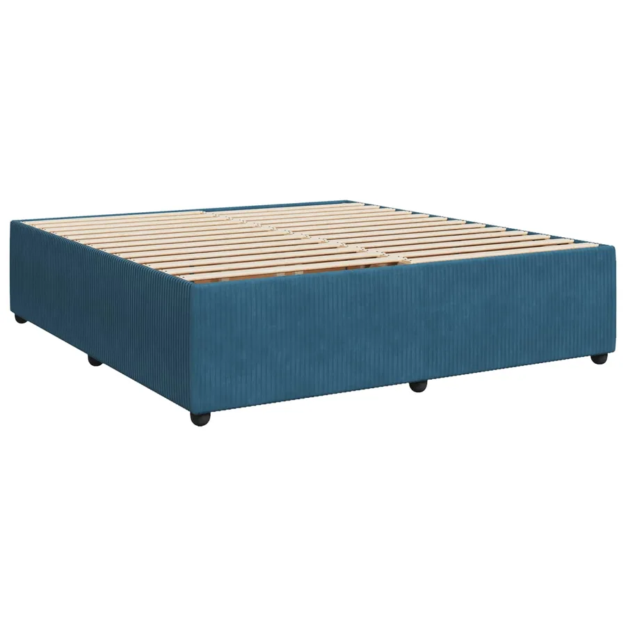Lit boxspring LED avec matelas Bleu 200 x 200 cm Velours - 4