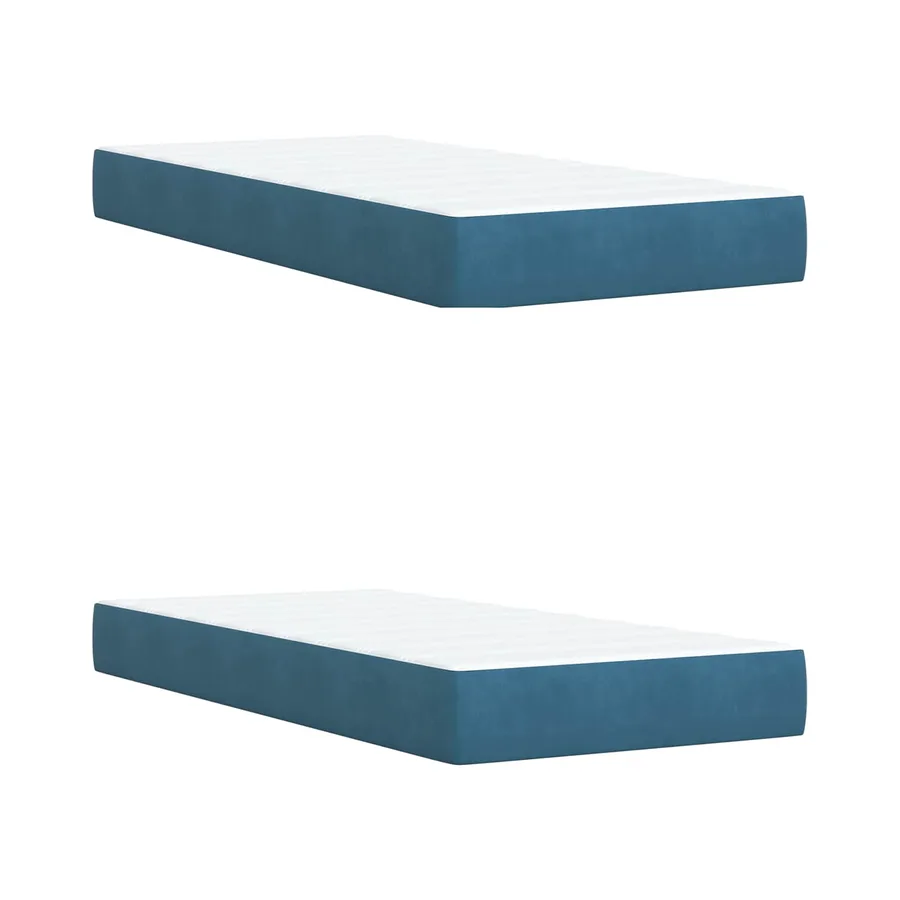 Lit boxspring LED avec matelas Bleu 200 x 200 cm Velours - 5