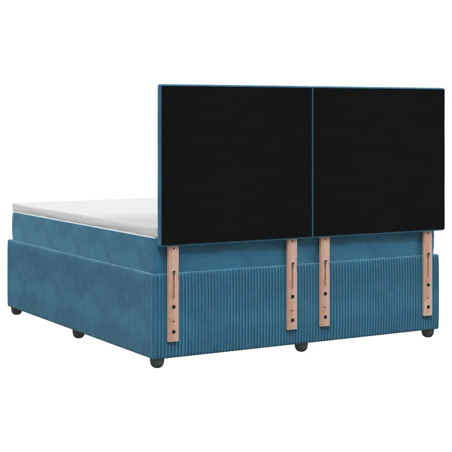 Lit boxspring LED avec matelas Bleu 200 x 200 cm Velours - 7