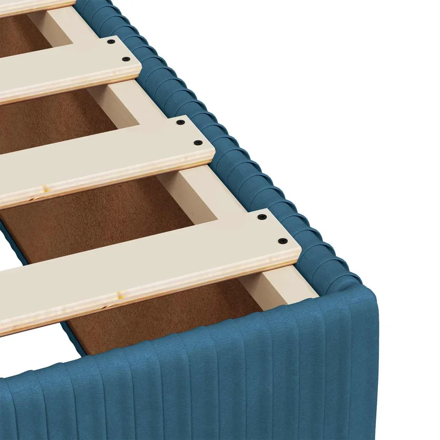 Lit boxspring LED avec matelas Bleu 200 x 200 cm Velours - 9