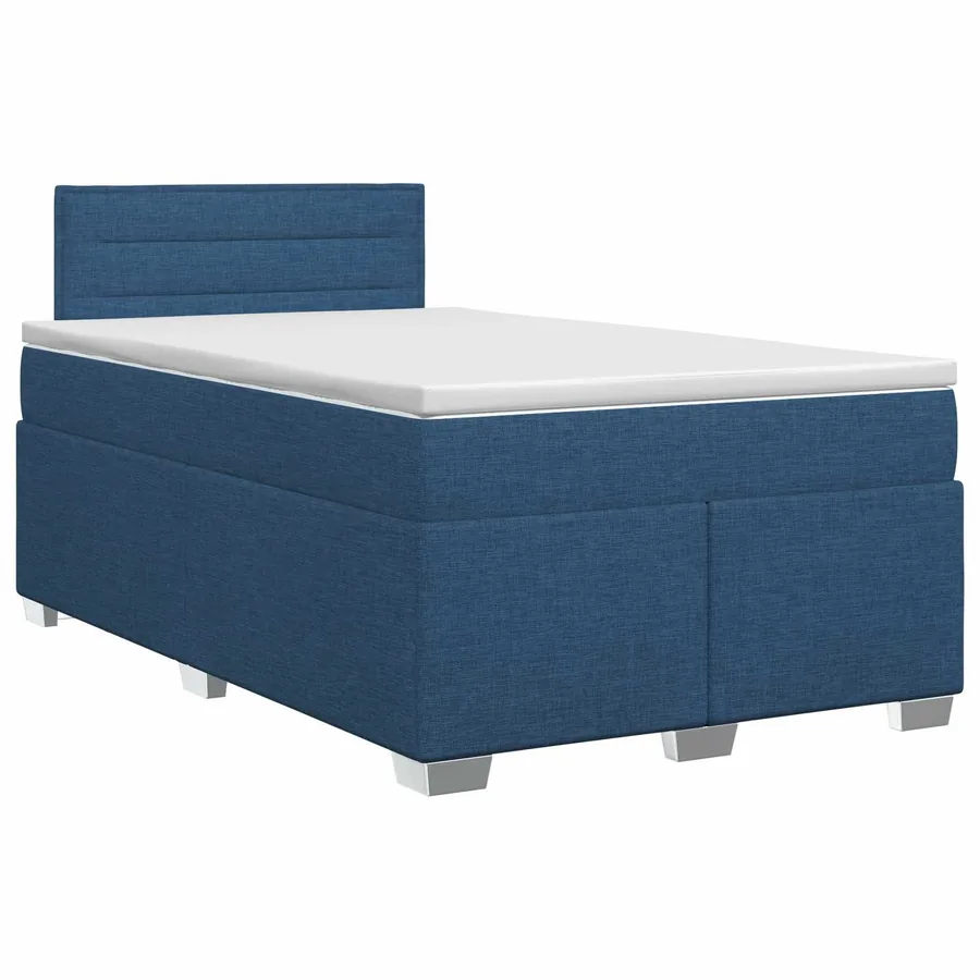 Lit boxspring avec matelas Bleu 120 x 200 cm Tissu