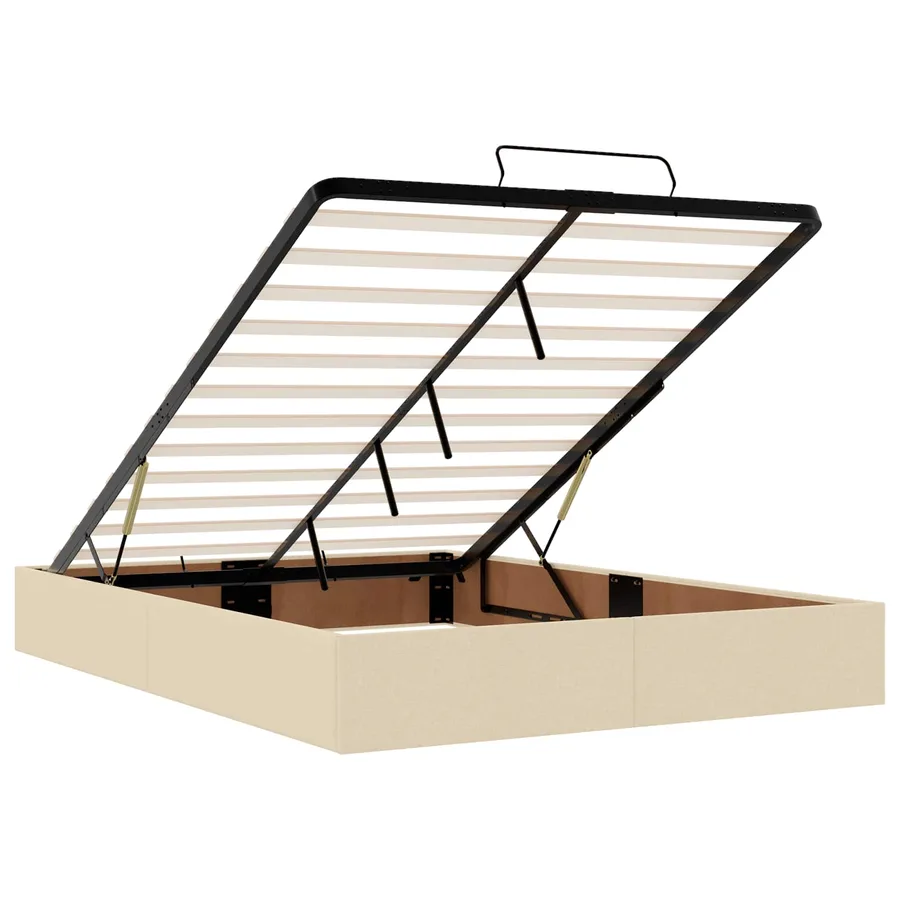 Lit ottoman avec matelas Crème 140 x 190 cm Tissu - 5