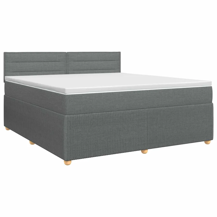 Lit boxspring avec matelas Gris foncé 180 x 200 cm Tissu