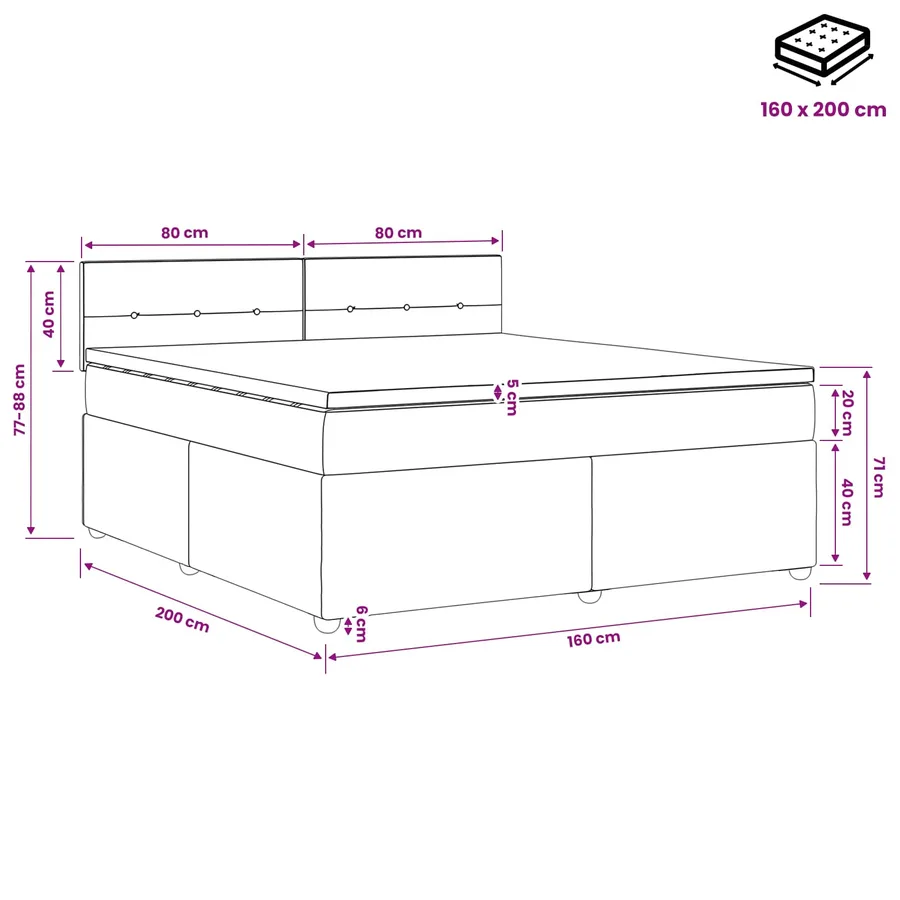 Lit boxspring avec matelas Taupe 160 x 200 cm Tissu - 10
