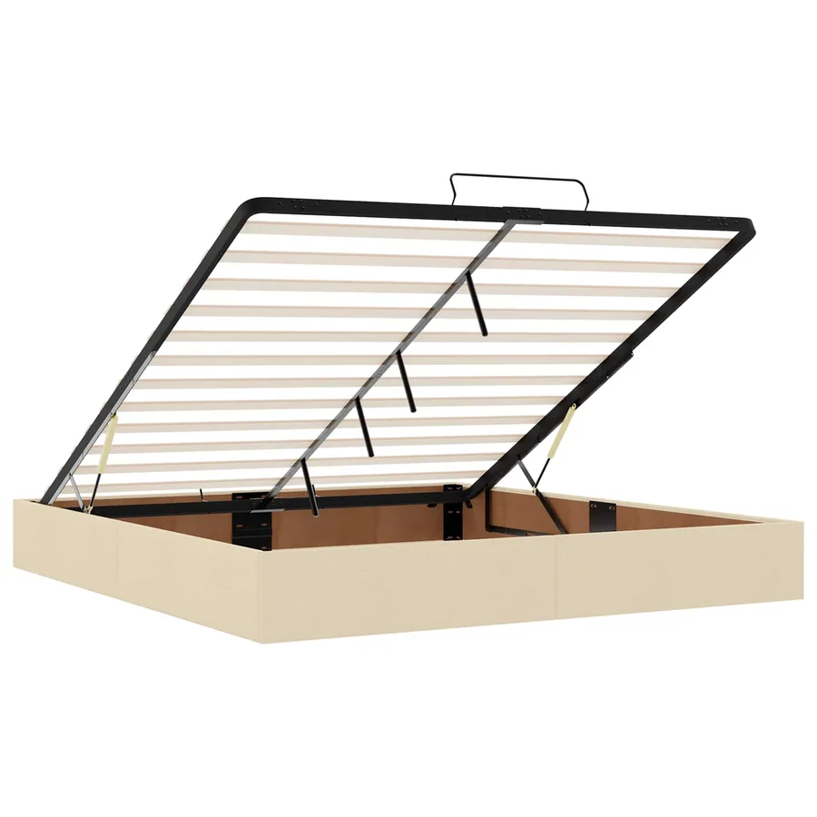 Lit ottoman avec matelas Crème 180 x 200 cm Tissu - 4