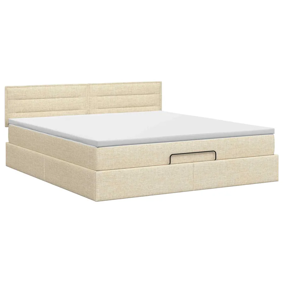 Lit ottoman avec matelas Crème 180 x 200 cm Tissu - 7