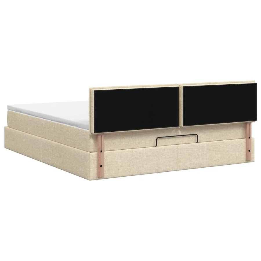 Lit ottoman avec matelas Crème 180 x 200 cm Tissu - 8