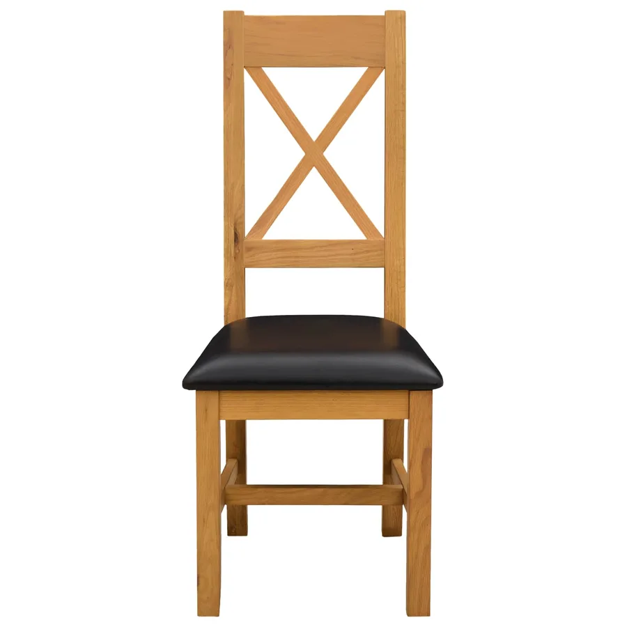 Chaise de salle à manger 2 pcs Bois de chêne massif Noir - 3