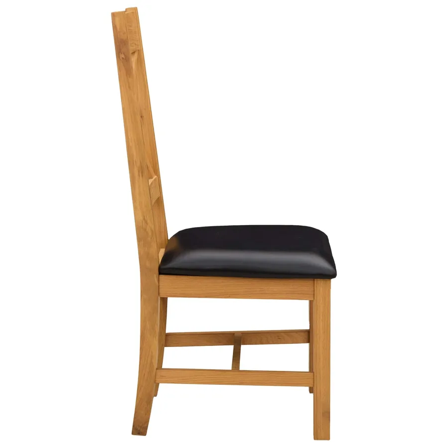 Chaise de salle à manger 2 pcs Bois de chêne massif Noir - 4