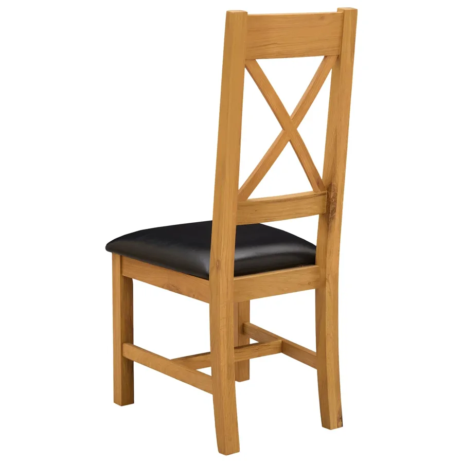 Chaise de salle à manger 2 pcs Bois de chêne massif Noir - 5