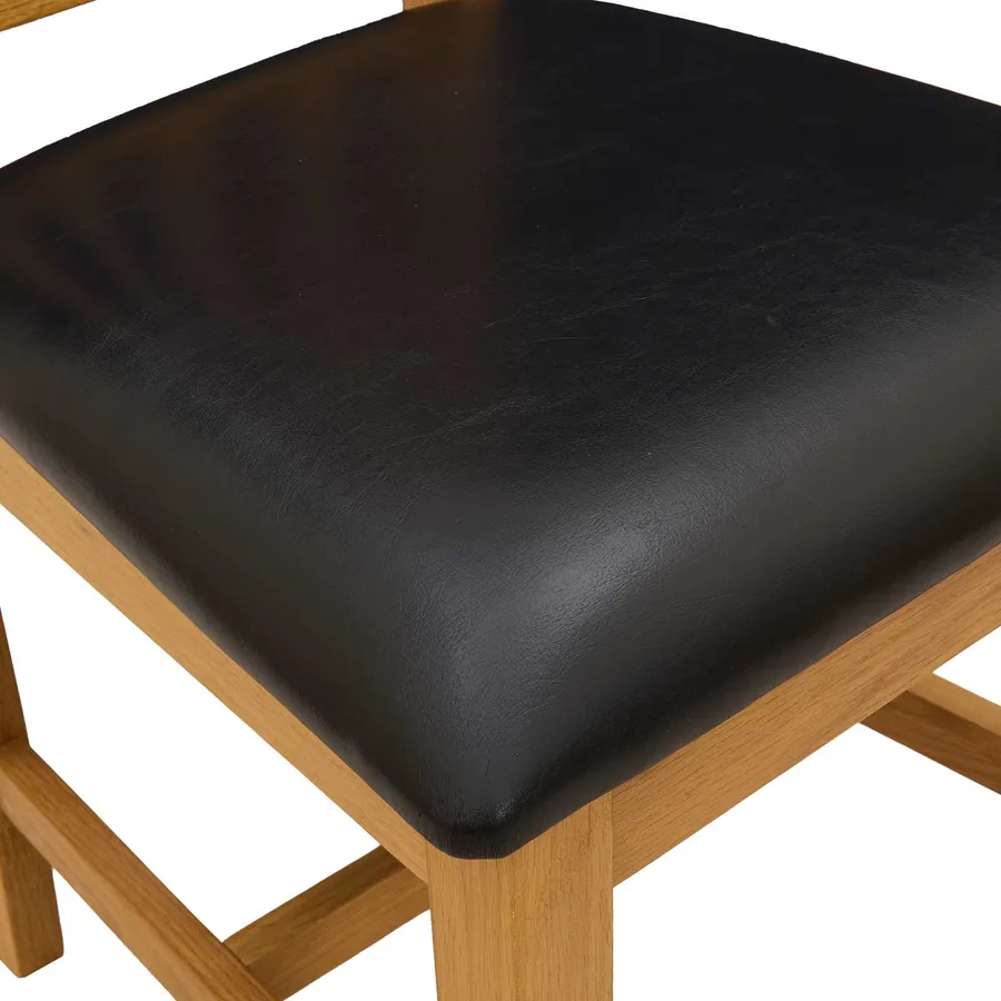 Chaise de salle à manger 2 pcs Bois de chêne massif Noir - 6
