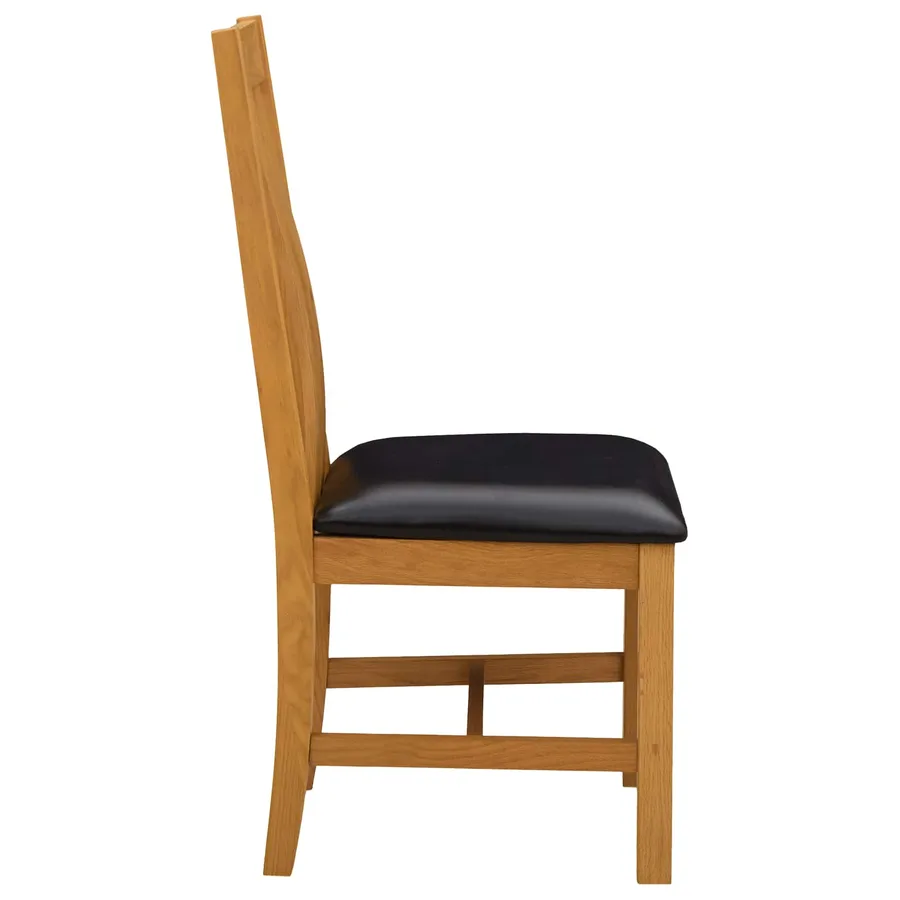 Chaise de salle à manger 2 pcs Bois de chêne massif Noir - 4