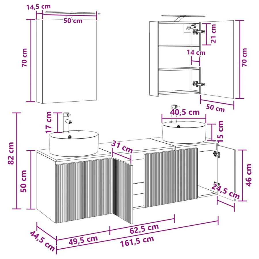 Ensemble d'armoire de salle de bain 5 pcs Blanc - 14