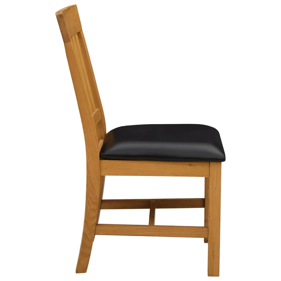 Chaise de salle à manger 2 pcs Bois de chêne massif Noir - 4