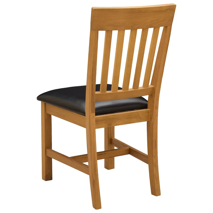 Chaise de salle à manger 2 pcs Bois de chêne massif Noir - 5