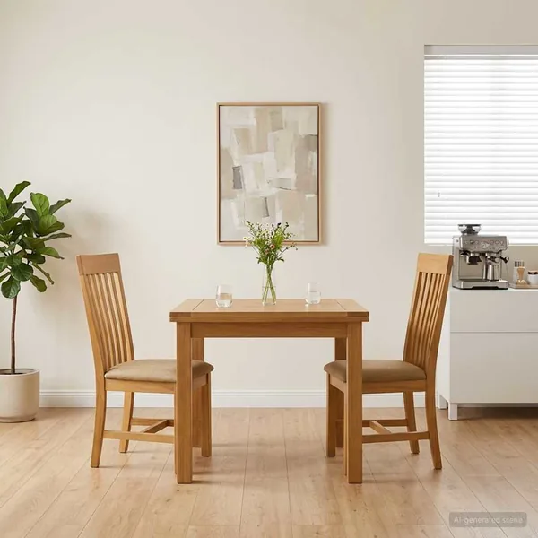 Chaise de salle à manger 2 pcs Bois de chêne massif Beige