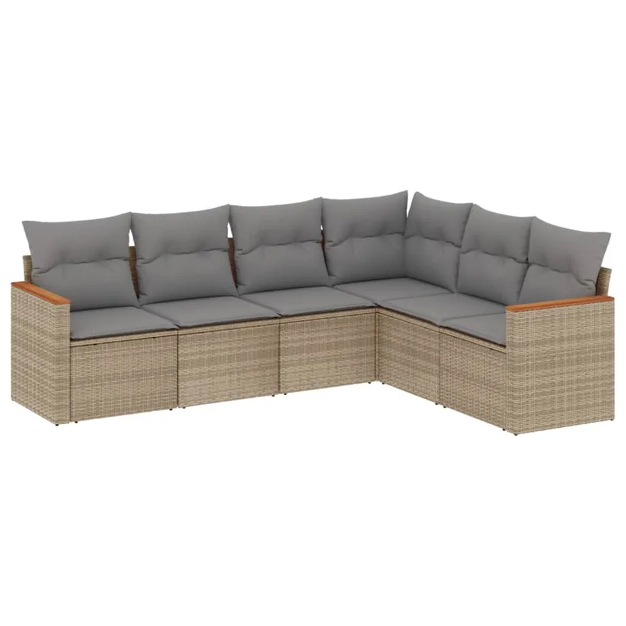 Salon de jardin avec coussins 6pcs mélange beige résine tressée - 2