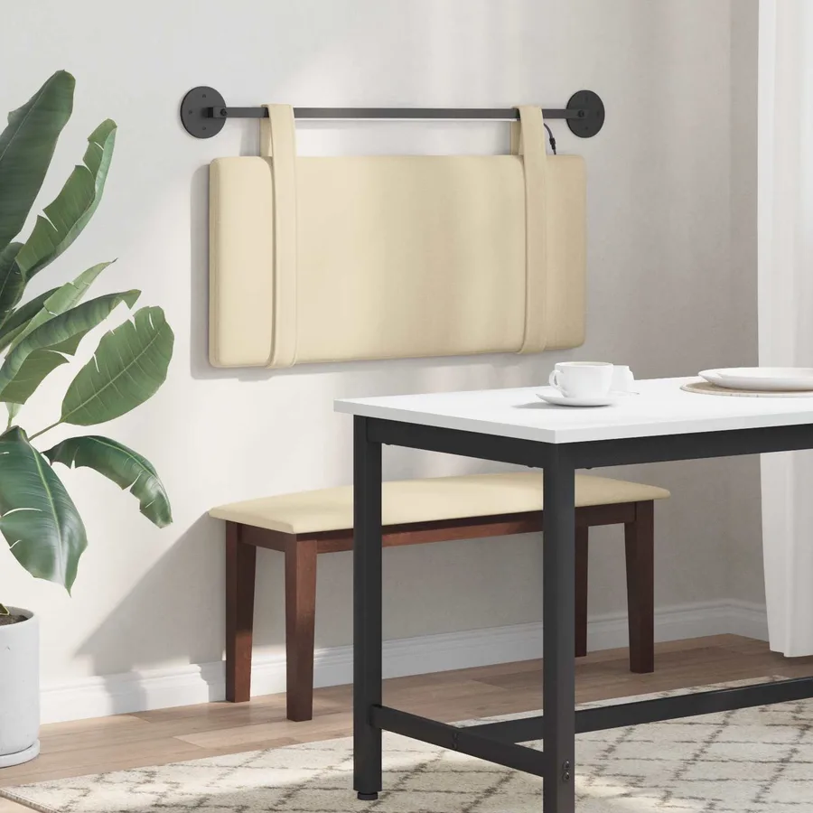 Tête de lit suspendue Avec lumière LED Crème Tissu - 4