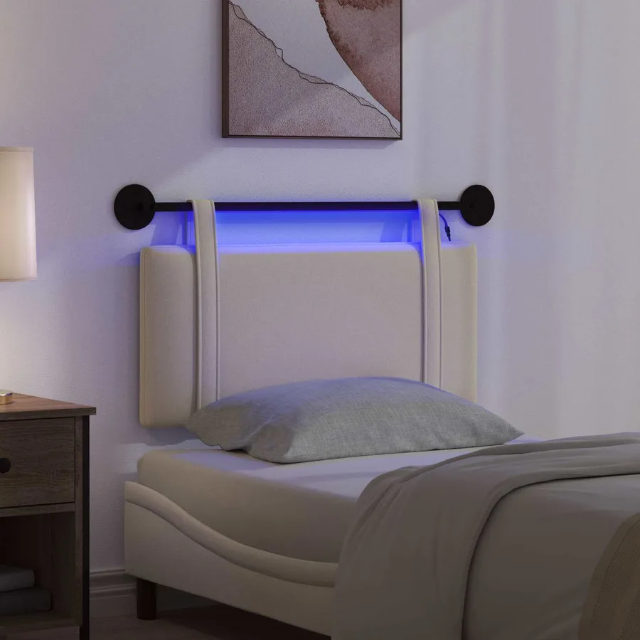 Tête de lit suspendue Avec lumière LED Crème Tissu - 5