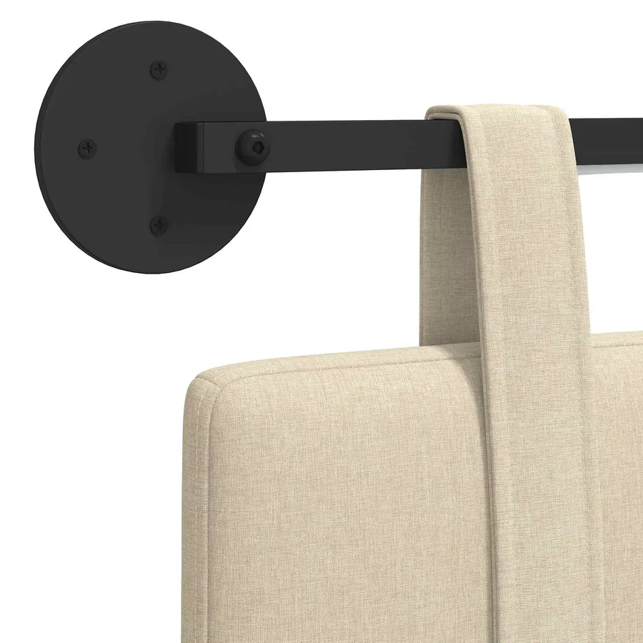 Tête de lit suspendue Avec lumière LED Crème Tissu - 8