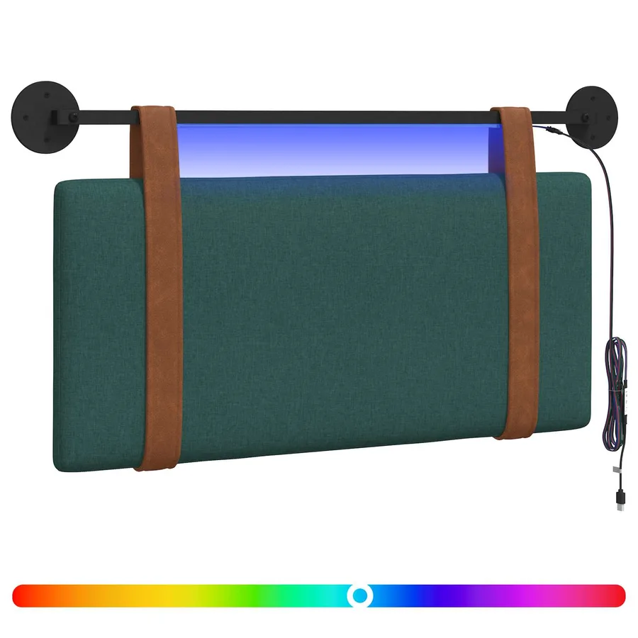 Tête de lit suspendue Avec lumière LED Vert foncé PU antique - 2