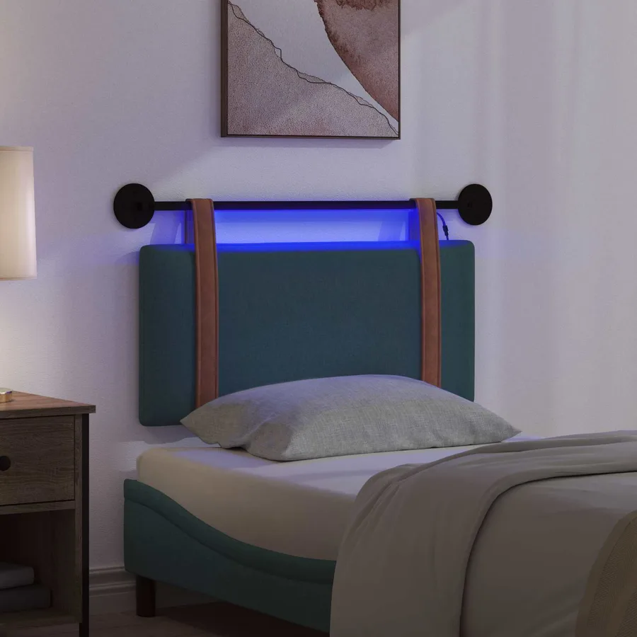 Tête de lit suspendue Avec lumière LED Vert foncé PU antique - 5