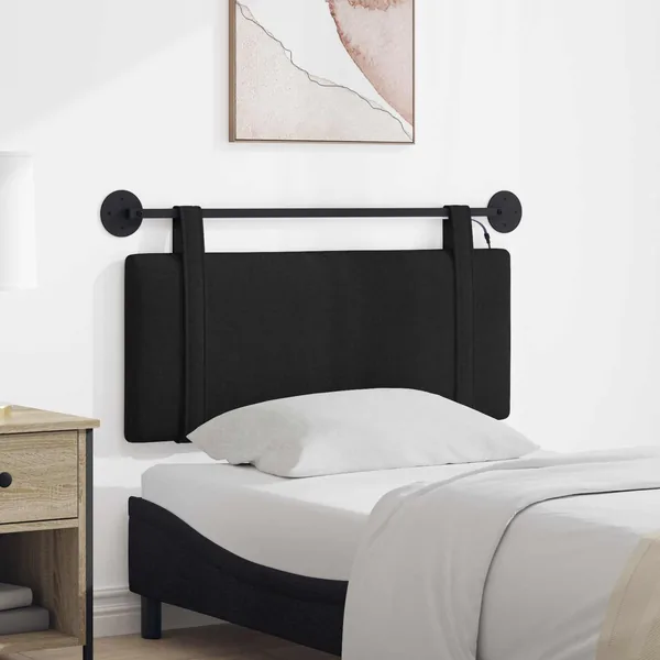 Tête de lit suspendue Avec lumière LED Noir Tissu